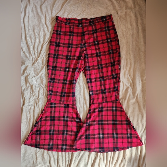 VAMP Plaid Flare/Bell Bottom Pants - Picture 2 of 3